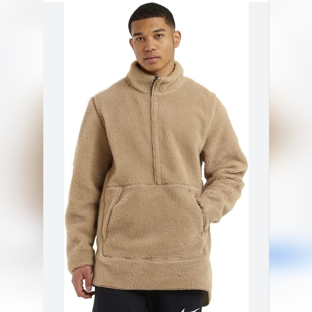MEN NIKE PULLOVER SWEATSHIRT SHERPA KHAKI